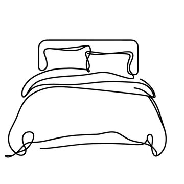 recommend clip art: A bed in a line drawing style