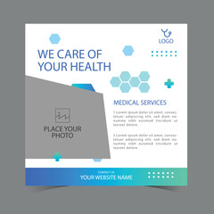 Medical healthcare social media post template design, medical social media post design template, promotional medical square web banner for hospital, medical post design template for clinic