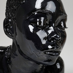 kopf, gesicht, schwarzes Porzellan, kunst, 3d, gesign, hintergrund hell, Head, Face, Black Porcelain, Art, 3D, Gesign, Background Bright