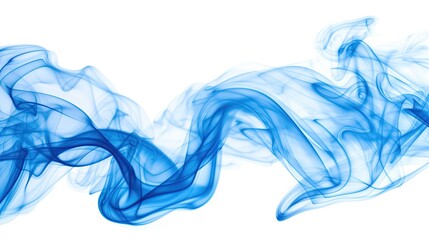 Fototapeta premium Elegant Blue Smoke Waves Floating Against a Clean White Background