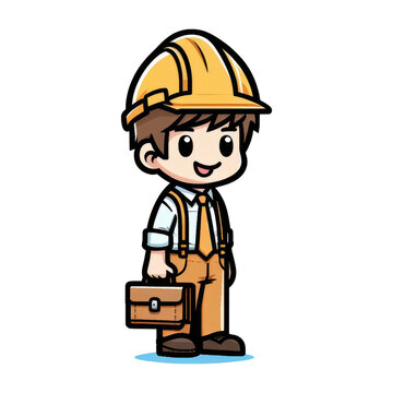 Cartoon builder with professions Worker engineering Transparent PNG