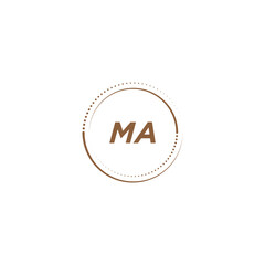 MA creative initial letter flat monogram logo design with White background.Vector logo modern alphabet golden color font style.