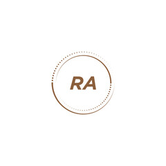 RA creative initial letter flat monogram logo design with White background.Vector logo modern alphabet golden color font style.