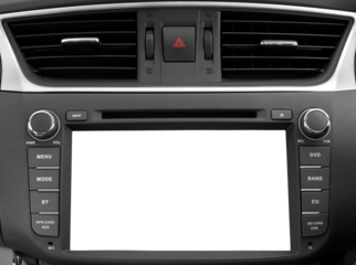 transparent space of navigation display and silver multimedia system control button