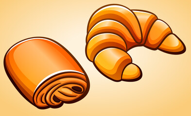 french breakfast pastries isolated cartoon