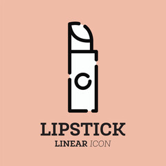 Lipstick flat linear icon. Personal care product. Cosmetics.