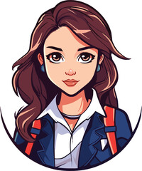vector of school girl cartoon character illustration with white background