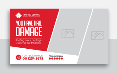 Roofing Service youtube thumbnail and web banner template design