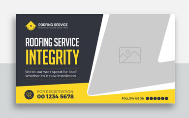Roofing Service youtube thumbnail and web banner template design