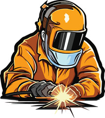 vector of welder logo cartoon character illustration