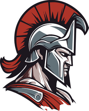 vector of spartan warrior head illustration with white background