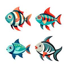 Naklejka premium fish vector illustration set