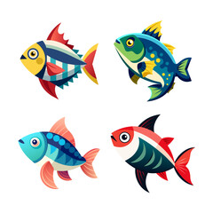 Fototapeta premium fish vector illustration set