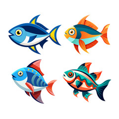 fish vector illustration set
