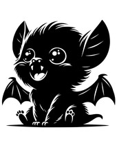 Baby Bat Silhouette, Baby Bat SVG Vector