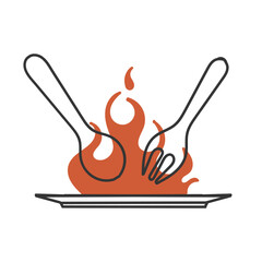 hand drawn doodle cutlery and fire illustration