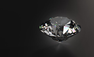 Beautiful Shiny Diamond on Black Background - 3D Illustration Render