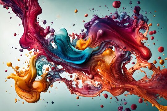 A breathtaking high-resolution image showcasing the dynamic fusion of colorful liquids on a clean background, adorned with tasteful flower patterns, creating a visually appealing and 
