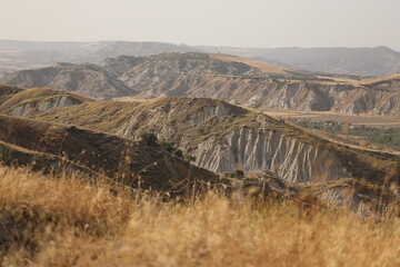 landscape in the mountains, badlands craco, italy
