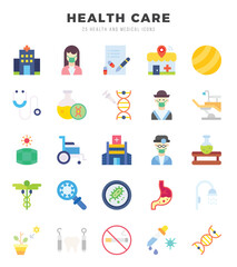 HEALTH CARE Icons bundle. Flat style Icons. Vector illustration.