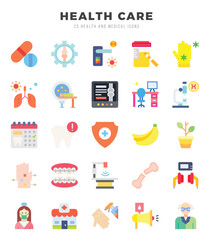 HEALTH CARE Flat icons collection. Flat icons pack. Vector illustration