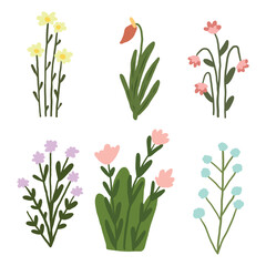 Vector about Hand drawn flower collection,Flat spring flower