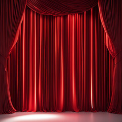 red curtain with spotlight, generative ai