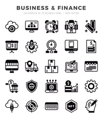 Business & Finance Lineal Filled icons collection. Lineal Filled icons pack. Vector illustration