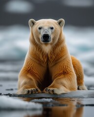 Fototapeta premium a solitary polar bear stranded on a melting iceberg i 