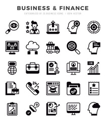 Set of Business & Finance Icons. Simple Lineal Filled art style icons pack.