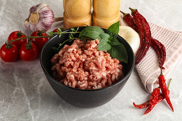 Raw minced pork uncooked meat
