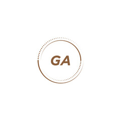 GA creative initial letter flat monogram logo design with White background.Vector logo modern alphabet golden color font style.