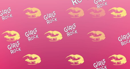 Image of girls rock texts on pink background