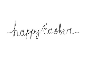 Easter greeting, one line drawing vector illustration.