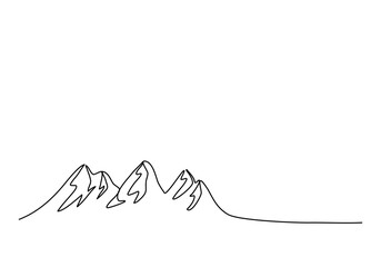 Mountains, one line drawing vector illustration.
