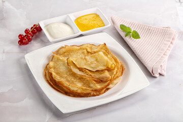 Sweet homemade thick baked pancakes