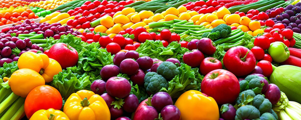 Obraz na płótnie Canvas Vibrant Market. Fresh fruits and vegetables at a local market. Generative AI
