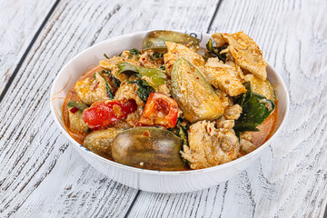 Thai red spicy curry with chicken