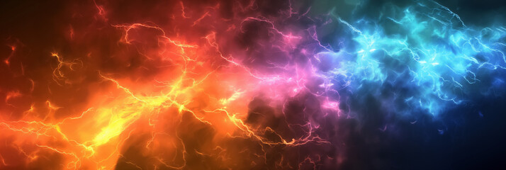 Vivid lightning in gradient colors. - obrazy, fototapety, plakaty
