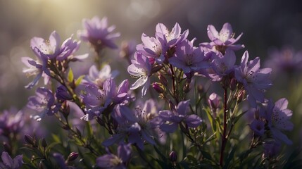Obraz premium Abstract landscape of purple spring flowers in the wild background