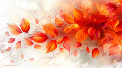abstract background for a flyer, lines and circles, autumn leaves,generative ai