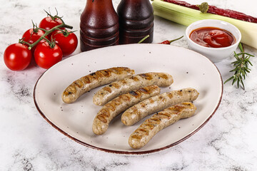 Grilled natural organick white sausages