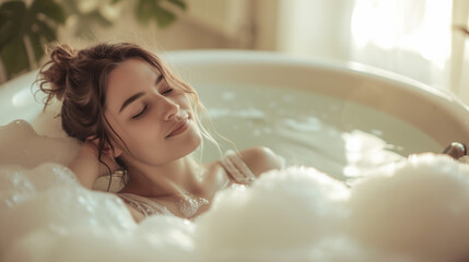 woman relaxing in a bathtub