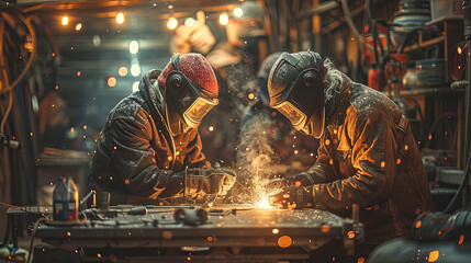 Metal worker worker using a grinder