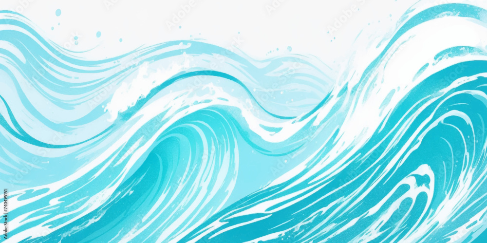 Wall mural vector ocean watercolor soft blue and white wavey curve line background. blue water ocean sea wave s - Wall murals