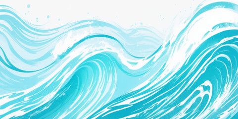 Vector ocean watercolor soft blue and white wavey curve line background. Blue water ocean sea wave seamless background.