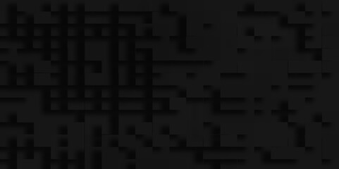 Abstract geometric pattern of 3d dark rectangle and squares, 3D cubic black pattern geometric background, geometric Unevenness three-dimensional shadow block pattern background.