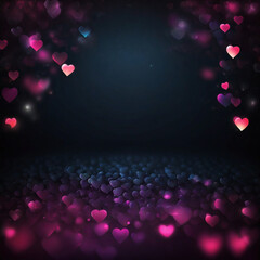  pink hearts in various shades against a dark purple background. The combination of colors creates a soft and romantic feel.