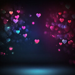  pink hearts in various shades against a dark purple background. The combination of colors creates a soft and romantic feel.