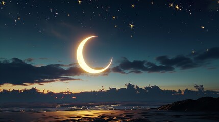 Obraz na płótnie Canvas Ramadan Kareem Background with Crescent Moon